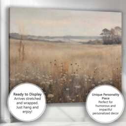 Neutral Meadow Wildflower Landscape Canvas Wall Art Print Decor Picture Ready To Hang - thumbnail 3
