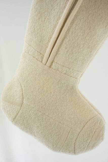 Christmas Stocking Felted Boiled Wool Australia Ivory Cream White Almond Off Repurposed Jacket Recycled Upcycled Zipper 465 - image 1