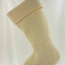 Christmas Stocking Felted Boiled Wool Australia Ivory Cream White Almond Off Repurposed Jacket Recycled Upcycled Zipper 465 - thumbnail 3