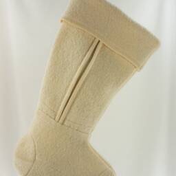 Christmas Stocking Felted Boiled Wool Australia Ivory Cream White Almond Off Repurposed Jacket Recycled Upcycled Zipper 465 - thumbnail 2