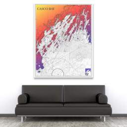 Casco Bay Chart Art Print Coastal Home Decor, Maine Nautical Map - thumbnail 2