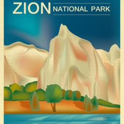 Zion National Park Poster, Art, Utah Print, Skyline, Map, Art Gift, - Style Code E8-O-Zio - thumbnail 2