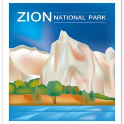Zion National Park Poster, Art, Utah Print, Skyline, Map, Art Gift, - Style Code E8-O-Zio - thumbnail 3
