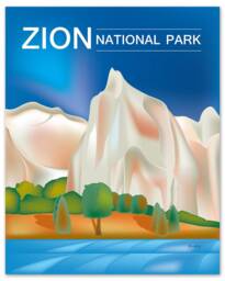 Zion National Park Poster, Art, Utah Print, Skyline, Map, Art Gift, - Style Code E8-O-Zio - thumbnail 1
