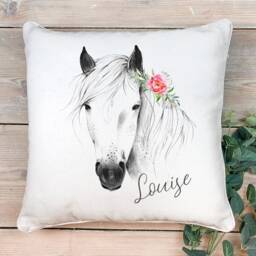 Personalised Horse Lover Cushion Gift , Printed Name Design Throw Pillow For Girls Boys Nursery Bedroom Christmas - thumbnail 2