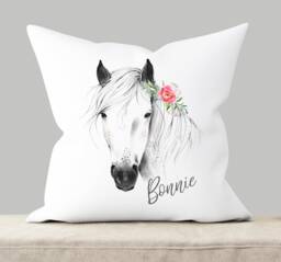 Personalised Horse Lover Cushion Gift , Printed Name Design Throw Pillow For Girls Boys Nursery Bedroom Christmas