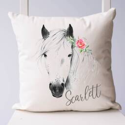 Personalised Horse Lover Cushion Gift , Printed Name Design Throw Pillow For Girls Boys Nursery Bedroom Christmas - thumbnail 3