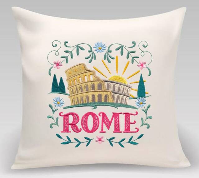 Rome - Embroidered Decorative Pillow With Feather Insert - image 1