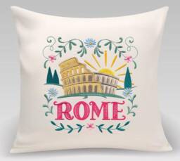 Rome - Embroidered Decorative Pillow With Feather Insert - thumbnail 1