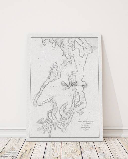 Antique Admiralty Inlet Chart Print Puget Sound & Hoods Canal - image 1