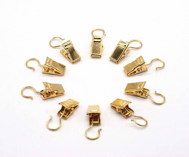 Curtain Clips Gold, Wall Cloth Attachment, Hanging Suspension, Clip With Hooks For Decoration - image 1