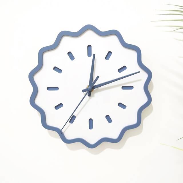 Fluted Geometric Acrylic Wall Clock - Slate & White - image 1