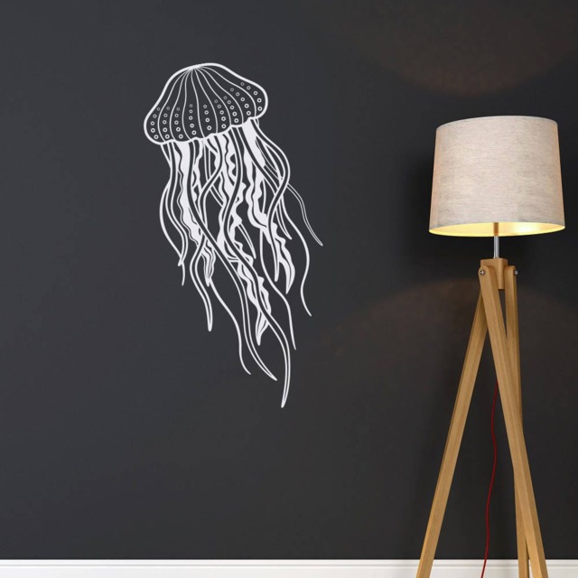 Jellyfish Wall Decal Ocean Sea Life Vinyl Sticker, Modern Bathroom & Nursery Art #150 - image 1