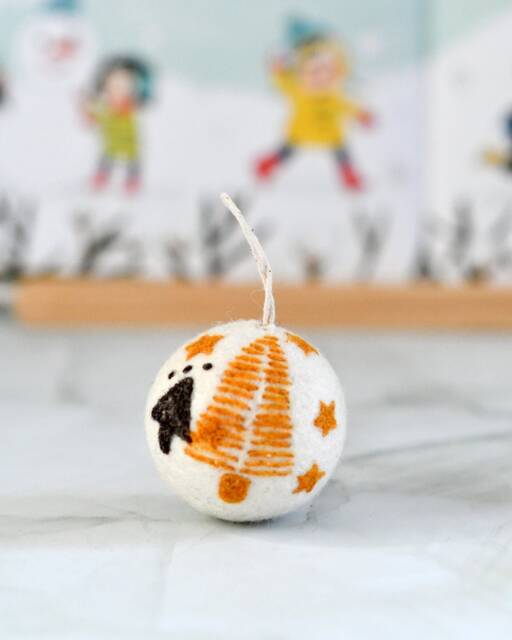 Felt Christmas Tree Bauble Ornament, Fair Trade Decor - image 1