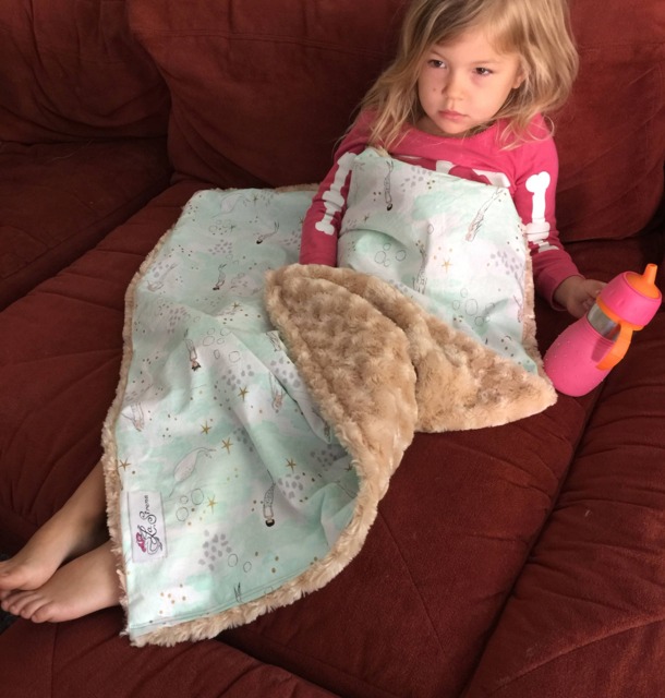 "Mint Green Pastel Mermaid Cotton & Sand Colored Minky Baby Blanket ""Uma" - image 1