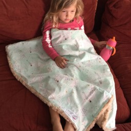 "Mint Green Pastel Mermaid Cotton & Sand Colored Minky Baby Blanket ""Uma" - thumbnail 3