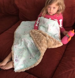 "Mint Green Pastel Mermaid Cotton & Sand Colored Minky Baby Blanket ""Uma" - thumbnail 1