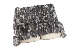 Real Silver Fox Fur Blanket. Genuine Fox Fur Throw. Carpet. Rug - thumbnail 1