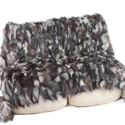 Real Silver Fox Fur Blanket. Genuine Fox Fur Throw. Carpet. Rug - thumbnail 3