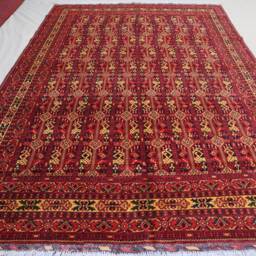 7x10 Tribal Area Rug Gold Red Afghan Hand Knotted Veg Dyes Soft Wool Oriental Rug, Turkmen Bukhara Rug - For Living Room, Bedroom Carpet - thumbnail 2