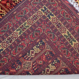 7x10 Tribal Area Rug Gold Red Afghan Hand Knotted Veg Dyes Soft Wool Oriental Rug, Turkmen Bukhara Rug - For Living Room, Bedroom Carpet - thumbnail 4