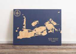 Key West, Florida Map - Engraved Wood Coastal Wall Art Sign, Beach House Home Decor Nautical Life Print, Unique Personalized Family Gift