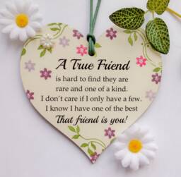 A True Friend Special One Of Kind Friendship Wooden Gift Heart Plaque/Sign - thumbnail 1