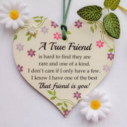 A True Friend Special One Of Kind Friendship Wooden Gift Heart Plaque/Sign - thumbnail 2
