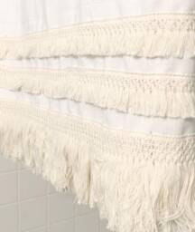 Macrame Tassel Fringe Multi Row Farmhouse Shower Curtain - Color & Size Options - thumbnail 1
