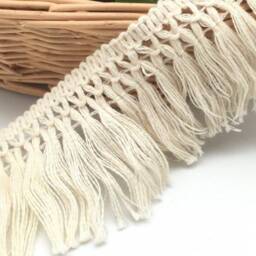 Macrame Tassel Fringe Multi Row Farmhouse Shower Curtain - Color & Size Options - thumbnail 3