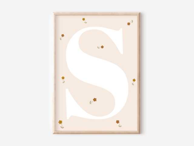 Personalised Girls Pastel Ditsy Flower Initial Print. Perfect For A Room, Nursery Or Playroom - Unframed - image 1