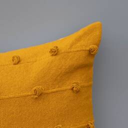 Handwoven Turmeric Yellow Pillow Cover Boho Cotton Cushion - thumbnail 2