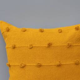 Handwoven Turmeric Yellow Pillow Cover Boho Cotton Cushion - thumbnail 3