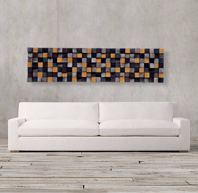 Reclaimed Pine Wood Wall Art - Geometric Mosaic Sculpture - image 1