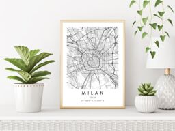 Milan Map Print Minimalist Italy Travel Art - thumbnail 1