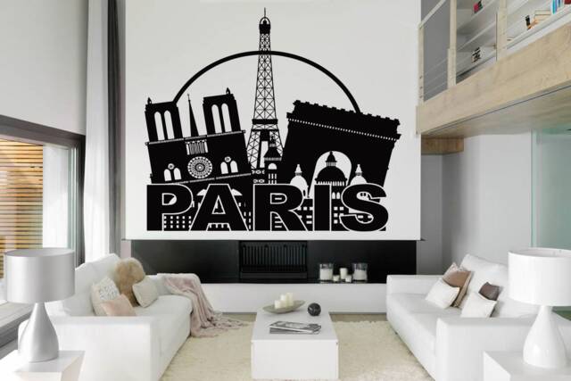 Paris Skyline Wall Decal Eiffel Tower Vinyl Sticker 2775 - image 1