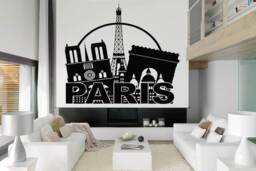 Paris Skyline Wall Decal Eiffel Tower Vinyl Sticker 2775 - thumbnail 1