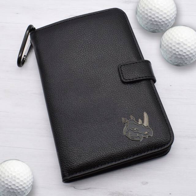 Rhinoceros Design - Personalised Leatherette Golf Organiser Complete With Divot Repairer, Marker, Tees, Scorecard & Pencils - image 1