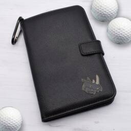 Rhinoceros Design - Personalised Leatherette Golf Organiser Complete With Divot Repairer, Marker, Tees, Scorecard & Pencils