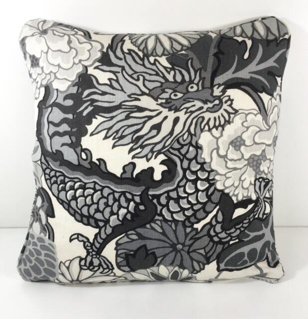 Schumacher - Chiang Mai Dragon Smoke Art Deco Chinoiserie Designer Cushion Cover Handmade Throw Pillow Luxury Home Decor - image 1