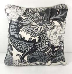 Schumacher - Chiang Mai Dragon Smoke Art Deco Chinoiserie Designer Cushion Cover Handmade Throw Pillow Luxury Home Decor - thumbnail 1
