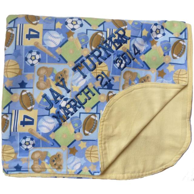 Handmade All Sports Flannel Baby Blankets Custom Embroidered For Boys