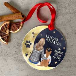 Dog Memorial Christmas Bauble Gift, Mum Hanging Ornament, Pet Portrait Cat, Personalised Moon Decoration Acrylic - thumbnail 4