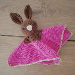 Crochet Bunny Security Blanket Handmade Cotton Baby Lovey - thumbnail 3