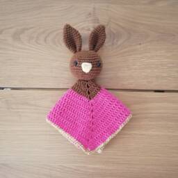 Crochet Bunny Security Blanket Handmade Cotton Baby Lovey - thumbnail 2