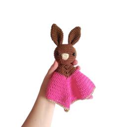 Crochet Bunny Security Blanket Handmade Cotton Baby Lovey - thumbnail 4