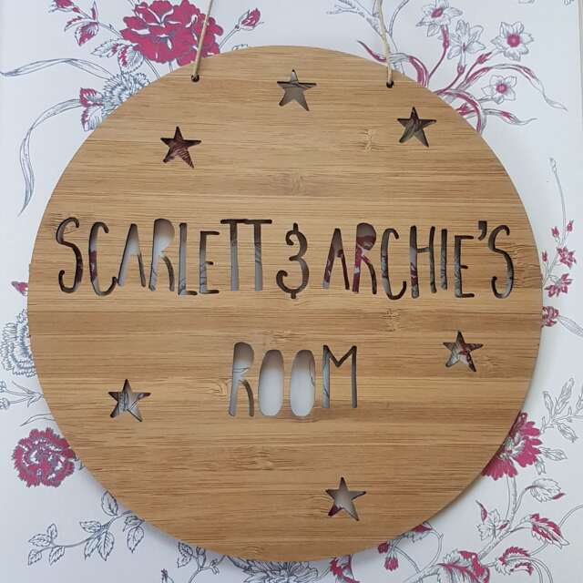 Personalised Wooden Wall/Door Hanging - Stars-Wall Hanging-Wall Art-Wooden Sign-Custom-Kids Gift-Baby Gift-Lasercut-Bedroom - image 1
