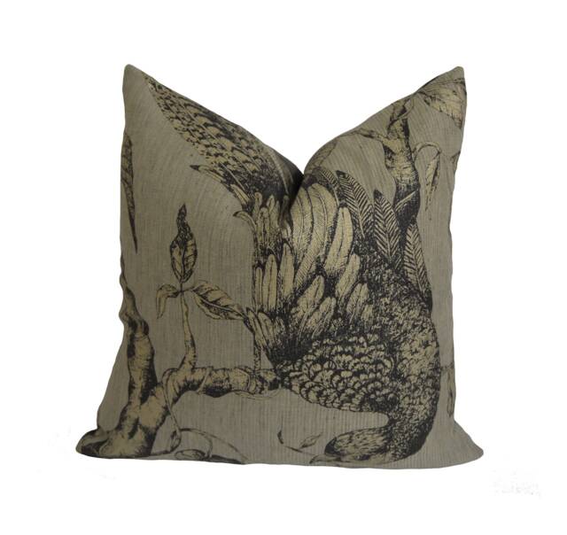 Zoffany - Darnley Toile Empire Grey Stunning Sophisticated Metallic Bird Cushion Cover Handmade Throw Pillow Designer Home Decor - image 1
