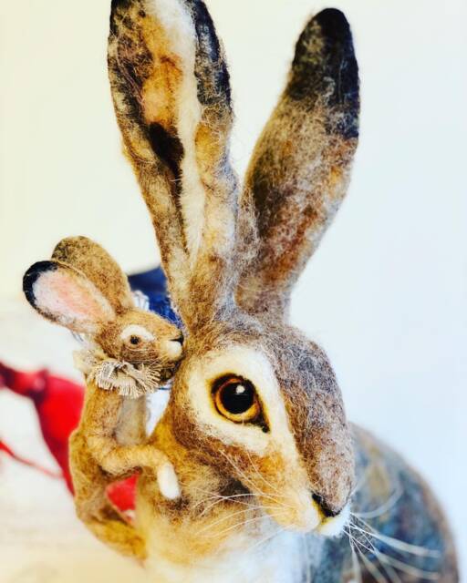 Lifesize Hare/Large Hare Sculpture/Jack Rabbit/Needle Felted Hare/Needle Jack Rabbit/Jack Rabbit Figure/Hare Doll/Hare Figure - image 1