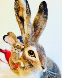 Lifesize Hare/Large Hare Sculpture/Jack Rabbit/Needle Felted Hare/Needle Jack Rabbit/Jack Rabbit Figure/Hare Doll/Hare Figure - thumbnail 1